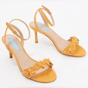NEW! Draper James Light Orange Alice Floral Heeled Sandals - Size 9